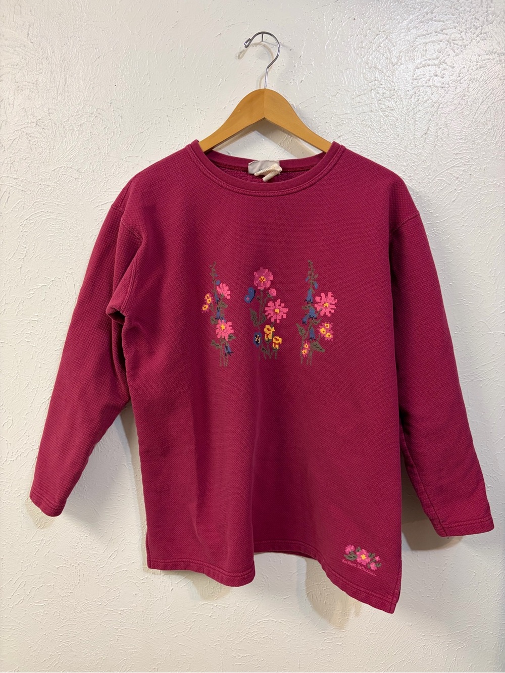 Northern Reflections Plum Floral Crewneck Sweatshirt - Vintage